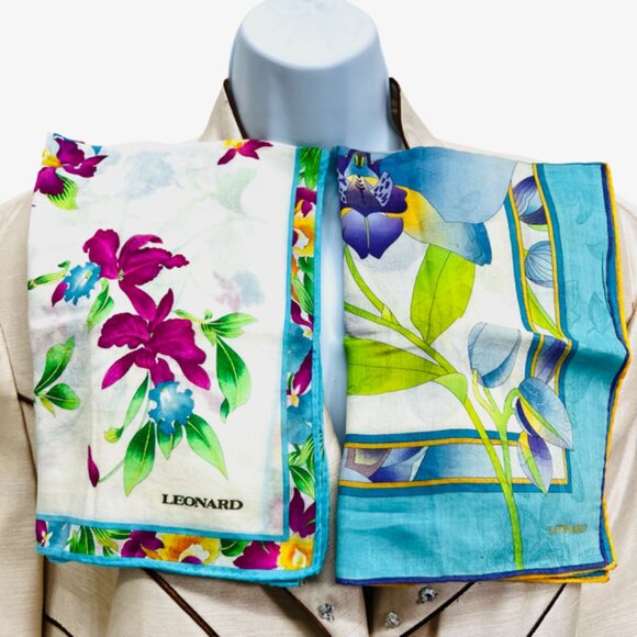 Beautiful 2 LEONARD PARIS Mini Scarf Cotton 20